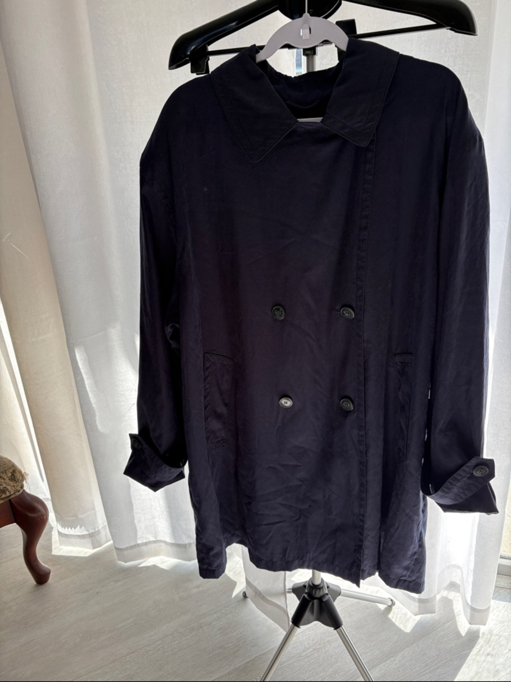 Spiegel Navy Double-Breasted Trench Coat 2x